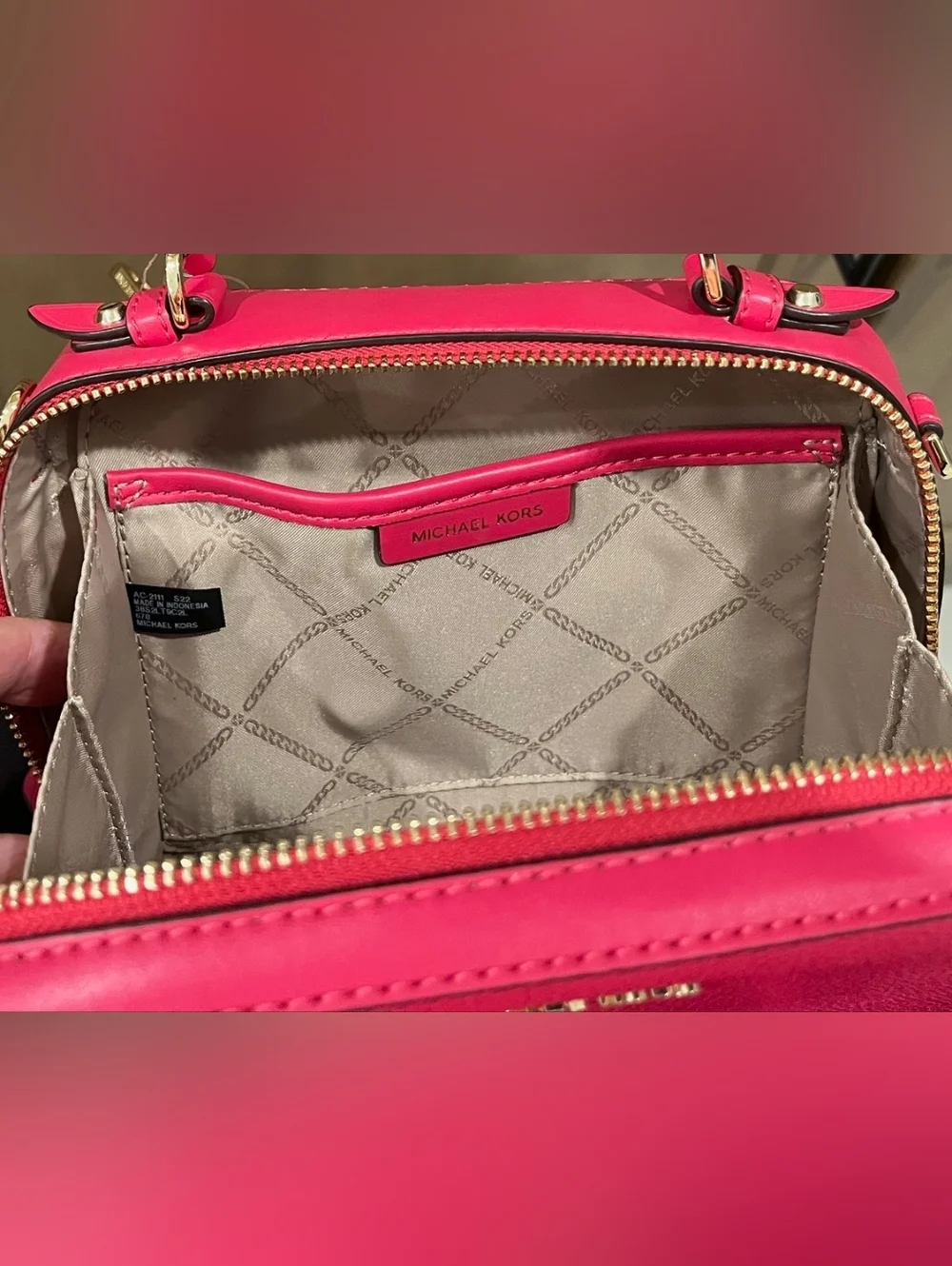 Michael Kors Jet Set Charm‎ Top Handled Bag W/Strap In Rubin Pebbled Leather NWT